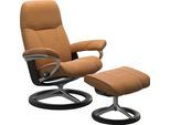 Relaxsessel STRESSLESS "Consul", braun (new caramel), B:82cm H:102cm T:72cm, Leder BATICK: BATICK ist ein leicht korrigiertes, durchgefärbtes und genarbtes Möbelleder, bei dem die meisten Unebenheiten und Spuren in der Regel entfernt wurden.;Leder PALOMA: PALOMA ist ein durchgefärbtes Semianilin-Möbelleder mit natürlicher Narbung.;ROHLEDER Stoff Q2 FARON: Ein fester zuverlässiger Bouclé mit einem