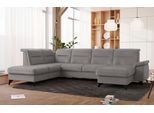 Wohnlandschaft SIT & MORE "Astoria U-Form", grau (hellgrau), B:329cm H:91cm T:225cm, 100% Polyester, Sofas, Wohnlandschaft, wahlweise mit motorischer Relaxfunktion
