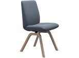 Polsterstuhl STRESSLESS "Laurel", blau (sparrow blau paloma, walnuss), B:49cm H:92cm T:59cm, Leder PALOMA: PALOMA ist ein durchgefärbtes Semianilin-Möbelleder mit natürlicher Narbung., Stühle, Polsterstuhl, Low Back, Größe L, mit schräggestellten Beinen in Walnuss