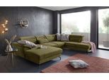 Wohnlandschaft SIT & MORE "Percy U-Form", grün, B:343cm H:77cm T:235cm, Sofas, Wohnlandschaft, 12 cm Fußhöhe, Sitztiefenverstellung, wahlweise in 2 Fußfarben