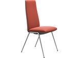 Polsterstuhl STRESSLESS "Laurel", beige (henna batick, chrom matt), B:57cm H:105cm T:60cm, Leder BATICK: BATICK ist ein leicht korrigiertes, durchgefärbtes und genarbtes Möbelleder, bei dem die meisten Unebenheiten und Spuren in der Regel entfernt wurden., Stühle, Polsterstuhl, High Back, Größe M, mit Beinen aus Stahl in Chrom matt