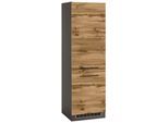 Kühlumbauschrank KOCHSTATION "KS-Tulsa", braun (wotaneiche), B:60cm H:200cm T:60cm, Schränke, Kühlumbauschrank, 60 cm breit, 200 cm hoch, 2 Türen, schwarzer Metallgriff, MDF Front