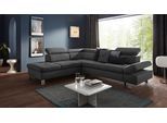 Ecksofa EXXPO - SOFA FASHION "Fiji, L-Form", grau (anthrazit), B:272cm H:98cm T:232cm, Luxus-Kunstleder;Webstoff (100% Polyester);Webvelours (100% Polyester), Sofas, Ecksofa, mit Kopf- bzw. Rückenverstellung, wahlweise mit Bettfunktion