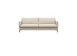 3-Sitzer FLEXLUX "Fiore, super Sitzkomfort durch Kaltschaum im Sitz", weiß (warm weiß), B:214cm H:85cm T:92cm, 100% Echteder, Sofas, 3-Sitzer, schmale Armlehnen, Füße Alu+schwarz