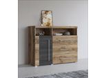 Kommode OTTO HOME "Roger,Breite 120cm, moderne Anrichte mit 3 Schubladen", braun (satin nussbaumfarben, schwarzwood), B:119,5cm H:92cm T:38,5cm, Sideboards, Kommode, Kommode mit viel Stauraum, Masse 120x92x38,5 (B/H/T)