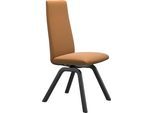 Polsterstuhl STRESSLESS "Laurel", braun (new caramel batick, schwarz), B:49cm H:105cm T:60cm, Leder BATICK: BATICK ist ein leicht korrigiertes, durchgefärbtes und genarbtes Möbelleder, bei dem die meisten Unebenheiten und Spuren in der Regel entfernt wurden., Stühle, Polsterstuhl, High Back, Größe M, mit schräggestellten Beinen in Schwarz