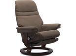 Relaxsessel STRESSLESS "Sunrise", braun (mole batick), B:88cm H:103cm T:78cm, Leder BATICK: BATICK ist ein leicht korrigiertes, durchgefärbtes und genarbtes Möbelleder, bei dem die meisten Unebenheiten und Spuren in der Regel entfernt wurden.;Leder PALOMA: PALOMA ist ein durchgefärbtes Semianilin-Möbelleder mit natürlicher Narbung.;ROHLEDER Stoff Q2 FARON: Ein fester zuverlässiger Bouclé mit einem