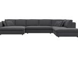 Wohnlandschaft FLEXLUX "Lovane, U-Form, bequem und komfortabel", grau (dervit grau), B:400cm H:84cm T:272cm, 100% Polyester, Sofas, Wohnlandschaft, Weich & anschmiegsam, große Sitztiefe auf Kaltschaum, Dekokissen inkl.