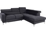 Ecksofa COTTA "Sammy L-Form", schwarz, B:242cm H:74cm T:207cm, Struktur (100% Polyester );Chenille (90% Polyester; 10% Polyamid ), Sofas, Ecksofa, mit Kopfteilverstellung, wahlweise mit Bettfunktion & Bettkasten