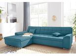 Ecksofa DOMO COLLECTION "Aversa, moderne Steppung, geschwungene Armlehnen, Breite 267cm", blau (türkis), B:267cm H:83cm T:178cm, Struktur weich (100% Polyester);Luxus-Microfaser (100% Polyester);Struktur (100% Polyester), Sofas, Ecksofa, L-Form, wahlweise mit Bettfunktion