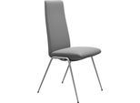 Polsterstuhl STRESSLESS "Laurel", grau (wild dove batick, chrom matt), B:57cm H:105cm T:60cm, Leder BATICK: BATICK ist ein leicht korrigiertes, durchgefärbtes und genarbtes Möbelleder, bei dem die meisten Unebenheiten und Spuren in der Regel entfernt wurden., Stühle, Polsterstuhl, High Back, Größe M, mit Beinen aus Stahl in Chrom matt