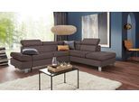 Ecksofa EXXPO - SOFA FASHION "Fiji, L-Form", braun, B:272cm H:98cm T:232cm, Luxus-Kunstleder;Webstoff (100% Polyester);Webvelours (100% Polyester), Sofas, Ecksofa, mit Kopf- bzw. Rückenverstellung, wahlweise mit Bettfunktion