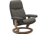 Relaxsessel STRESSLESS "Consul", grau (metal grau paloma), B:85cm H:100cm T:77cm, Leder BATICK: BATICK ist ein leicht korrigiertes, durchgefärbtes und genarbtes Möbelleder, bei dem die meisten Unebenheiten und Spuren in der Regel entfernt wurden.;Leder PALOMA: PALOMA ist ein durchgefärbtes Semianilin-Möbelleder mit natürlicher Narbung.;ROHLEDER Stoff Q2 FARON: Ein fester zuverlässiger Bouclé mit e