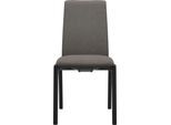 Polsterstuhl STRESSLESS "Laurel", braun (mole dinamica, schwarz), B:57cm H:92cm T:59cm, Microfaser DINAMICA (88% Polyester, 12% Polyurethan), Stühle, Polsterstuhl, Low Back, Größe M, mit abgerundeten Beinen in Schwarz