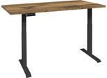 Schreibtisch MÄUSBACHER "Big System Office", schwarz (schwarz matt, plankeneiche, schwarz matt, plankeneiche), B:140cm, Tische, Schreibtisch, Breite 140 cm, elektrisch höhenverstellbar