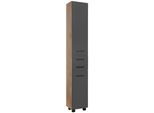 Hochschrank WELLTIME "Trento, verschiedene Ausführungen und Farben", grau (grau matt), B:30cm H:180cm T:27cm, MDF, Schränke, Hochschrank, Badmöbel, Seitenschrank Breite 30 cm, viel Stauraum, Made in Germany
