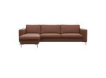 Ecksofa FLEXLUX "Fiore, super Sitzkomfort durch Kaltschaum im Sitz, L-Form", braun (old chesnut), B:262cm H:85cm T:92cm, 100% Echteder, Sofas, Ecksofa, breite Armlehnen, Kaltschaum, Füße Alu