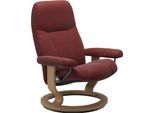 Relaxsessel STRESSLESS "Consul", rot (cherry paloma), B:85cm H:100cm T:77cm, Leder BATICK: BATICK ist ein leicht korrigiertes, durchgefärbtes und genarbtes Möbelleder, bei dem die meisten Unebenheiten und Spuren in der Regel entfernt wurden.;Leder PALOMA: PALOMA ist ein durchgefärbtes Semianilin-Möbelleder mit natürlicher Narbung.;ROHLEDER Stoff Q2 FARON: Ein fester zuverlässiger Bouclé mit einem