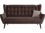3-Sitzer HOME AFFAIRE "Hemmink", braun (braun, hellgrau), B:197cm H:107cm T:94cm, Samtvelours (100% Polyester);Luxus-Microfaser (100% Polyester);Struktur (94% Polyester, 6% Polyacryl), Sofas, 3-Sitzer, mit Knopfheftung