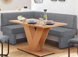 Eckbank HOME AFFAIRE "Nils", grau (grau (fantasy 8202)), B:182cm H:89cm T:142cm, Holzwerkstoff, Massivholz, Polyester, Sitzbänke, Eckbank, Sitz und Rücken gepolstert, verschiedene Qualitäten