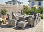 Garten-Essgruppe KONIFERA "Monaco", grau, Polyrattan, Sitzmöbel-Sets, Garten-Essgruppe, Polyrattan, Aluminium, mit verstellbaren Rückenlehnen, inkl. Auflagen