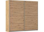 Schwebetürenschrank OTTO HOME "Kleiderschrank Schrank Garderobe Schlafzimmerschrank THANOS", braun (eiche artisan), B:226cm H:210cm T:62cm, Holzwerkstoff, Schränke, Schwebetürenschrank, Optional mit Spiegel, Metall-Griffleisten alufarben MADE IN GERMANY