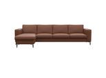 Ecksofa FLEXLUX "Fiore, L-Form", braun (old chesnut), B:295cm H:85cm T:159cm, 100% Echteder, Sofas, Ecksofa, breite Armlehnen, Kaltschaum, Füße Alu+schwarz