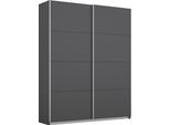 Schwebetürenschrank OTTO HOME "Kleiderschrank Schrank Garderobe Schlafzimmerschrank THANOS", grau (graumetallic), B:136cm H:210cm T:62cm, Holzwerkstoff, Schränke, Schwebetürenschrank, Optional mit Spiegel, Metall-Griffleisten alufarben MADE IN GERMANY