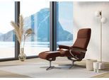 Relaxsessel STRESSLESS "View", braun (copper paloma), B:91cm H:110cm T:85cm, Leder PALOMA: PALOMA ist ein durchgefärbtes Semianilin-Möbelleder mit natürlicher Narbung., Sessel, Relaxsessel, mit Hocker, mit Cross Base, Größe S, M & L, Holzakzent Wenge