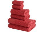 Handtuch Set "Tabina, Duschtücher, Handtücher, Gästetücher, Premium 500 gr/m²", rot (russet braun), 6, Waffelpiqué, Waffelpiqué, Obermaterial: 100% Baumwolle, LEGER HOME BY LENA GERCKE, Handtuch-Sets, Handtuch Set, Premium Handtücher, 100% Baumwolle, weich, 5 Jahre Garantie