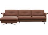 Ecksofa FLEXLUX "Glow bequem und komfortabel durch hochwertigen Sitzaufbau, L-Form", braun (old chestnut braun), B:273cm H:81cm T:158cm, 100% Echteder, Sofas, Ecksofa, Modernes skandinavisches Design
