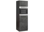 Backofen/Kühlumbauschrank KOCHSTATION "KS-Tulsa", grau (betonfarben dunkel), B:60cm H:200cm T:60cm, Schränke, Backofen/Kühlumbauschrank, 60 cm breit, 200 cm hoch, mit Nischenmaß 88 cm