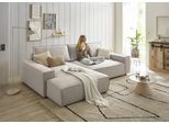 Ecksofa HOME AFFAIRE "NEU: SHERWOOD XXL 284, Big-Sofa L-Form, tiefe Sitzfläche 95 cm, Cord", beige (hellbeige), B:284cm H:90cm T:195cm, 100% Polyester, Sofas, Ecksofa, Recamiere rechts/links, als Schlafsofa stellbar, Cord u. Leinenoptik