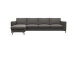Ecksofa FLEXLUX "Fiore, L-Form", grau (warm mineral), B:295cm H:85cm T:159cm, 100% Echteder, Sofas, Ecksofa, breite Armlehnen, Kaltschaum, Füße Alu+schwarz