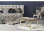Hockerbank KAYOOM "Cameron 125, glamouröses Design, glänzenden Metallfüßen, in Samt-Look", grau (taupe, gold), B:90cm H:40cm T:40cm, Bezug:Polyester (Samt) Korpus:MDF, Sperrholz Gestell:Eisen, Hocker, Hockerbank, bequem, elegant, mit Zierknöpfen, Gold-coated Eisengestell