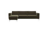 Ecksofa FLEXLUX "Fiore, super Sitzkomfort durch Kaltschaum im Sitz, L-Form", grün (moss grün), B:262cm H:85cm T:92cm, 100% Polyester, Sofas, Ecksofa, breite Armlehnen, Kaltschaum, Füße Alu