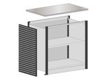 Schulte Lagertechnik Startmodul für erweiterbares Thekensystem MULTIplus, 2 Modulrahmen/1 Abschlussblende, mit Arbeitsplatte, Breite Aufsatz 1056 mm