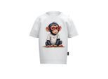 T-Shirt TRIGEMA "TRIGEMA T Shirt mit süßem "Baby Affe Junge" Print", Mädchen, Gr. 104, weiß, Single Jersey, 100% Baumwolle, Basic, Rundhals, Shirts T-Shirt