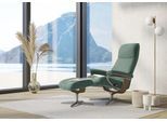 Relaxsessel STRESSLESS "View", grün (aqua grün paloma), B:82cm H:109cm T:81cm, Leder PALOMA: PALOMA ist ein durchgefärbtes Semianilin-Möbelleder mit natürlicher Narbung., Sessel, Relaxsessel, mit Hocker, mit Cross Base, Größe S, M & L, Holzakzent Eiche