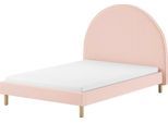 Polsterbett VIPACK "Moon, mit flauschigem Bouclé Stoff in verschiedenen Farben", rosa (rosa, rosa, rosa), B:147cm H:132cm L:212cm, Betten, Polsterbett, inkl. Rolllattenrost, wahlweise 2 Breiten und verschiedene Farben