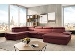 Wohnlandschaft SIT & MORE "Valantine U-Form, B: 349 cm", rot (merlot), B:349cm H:73cm T:226cm, NaturLEDER;Spannstoff, Sofas, Wohnlandschaft, mit Arm- & Kopfteilverstellung, optional mit Bettfunktion