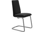 Polsterstuhl STRESSLESS "Laurel", schwarz (schwarz batick, chrom glänzend), B:53cm H:92cm T:59cm, Leder BATICK: BATICK ist ein leicht korrigiertes, durchgefärbtes und genarbtes Möbelleder, bei dem die meisten Unebenheiten und Spuren in der Regel entfernt wurden., Stühle, Polsterstuhl, Low Back, Größe M, mit Beinen aus Stahl in Chrom glänzend