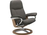 Relaxsessel STRESSLESS "Consul", grau (metal grau paloma), B:82cm H:102cm T:72cm, Leder BATICK: BATICK ist ein leicht korrigiertes, durchgefärbtes und genarbtes Möbelleder, bei dem die meisten Unebenheiten und Spuren in der Regel entfernt wurden.;Leder PALOMA: PALOMA ist ein durchgefärbtes Semianilin-Möbelleder mit natürlicher Narbung.;ROHLEDER Stoff Q2 FARON: Ein fester zuverlässiger Bouclé mit e