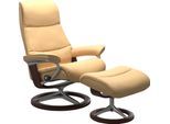 Relaxsessel STRESSLESS "View", gelb, B:91cm H:110cm T:85cm, Leder BATICK: BATICK ist ein leicht korrigiertes, durchgefärbtes und genarbtes Möbelleder, bei dem die meisten Unebenheiten und Spuren in der Regel entfernt wurden.;Leder PALOMA: PALOMA ist ein durchgefärbtes Semianilin-Möbelleder mit natürlicher Narbung.;ROHLEDER Stoff Q2 FARON: Ein fester zuverlässiger Bouclé mit einem strukturierten Au