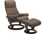 Relaxsessel STRESSLESS "View", braun (mole batick), B:82cm H:108cm T:81cm, Leder BATICK: BATICK ist ein leicht korrigiertes, durchgefärbtes und genarbtes Möbelleder, bei dem die meisten Unebenheiten und Spuren in der Regel entfernt wurden.;Leder PALOMA: PALOMA ist ein durchgefärbtes Semianilin-Möbelleder mit natürlicher Narbung.;ROHLEDER Stoff Q2 FARON: Ein fester zuverlässiger Bouclé mit einem st