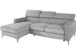 Ecksofa COTTA "Sammy L-Form", grau, B:226cm H:74cm T:169cm, Struktur (100% Polyester );Chenille (90% Polyester; 10% Polyamid ), Sofas, Ecksofa, mit Kopfteilverstellung, wahlweise mit Bettfunktion & Bettkasten