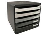 Exacompta Big Box Plus Shades of Grey, 5 offene Schubladen A4/A4+/24x32, leise, Sicherheitsstopp, stapelbar
