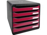 Exacompta Big Box Plus Iderama Himbeere glossy, 5 offene Schubladen A4/A4+/24x32, leise, Sicherheitsstopp, stapelbar