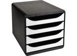 Exacompta Big Box Plus Metallic Silber, 4 offene Schubladen A4/A4+/24x32 cm, leise mit Stopp, stapelbar