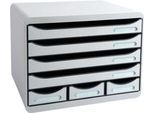 Exacompta STOREBOX Office Lichtgrau, 7 offene Schubladen A4+ quer, 27 cm tief, leise, Sicherheitsstopp, stapelbar, 25 Jahre